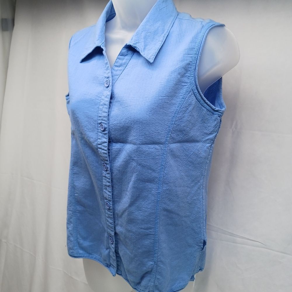 Stephanie Rogets by Fashion Trends Sleeveless Button Down 100% Cotton Women's M. - Picture 3 of 8